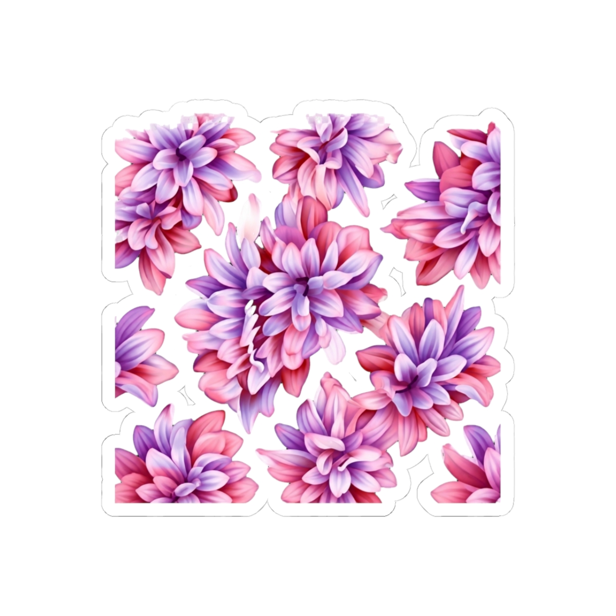 Bi-Colored Pink and Purple Hyacinth Pattern on a White Background 2 - Official Creator merchandise