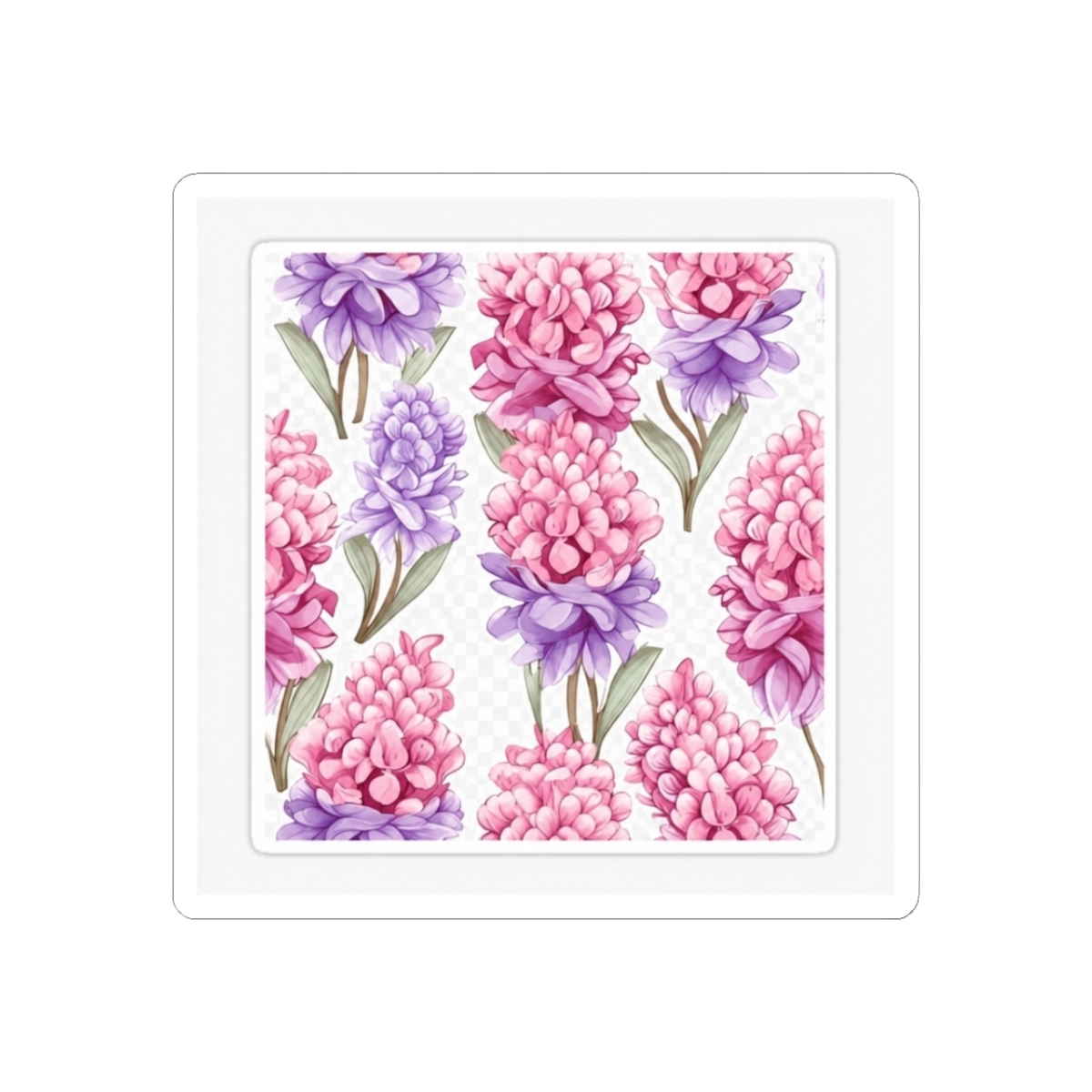 Bi-Colored Pink and Purple Hyacinth Pattern on a White Background 3 - Official Creator merchandise